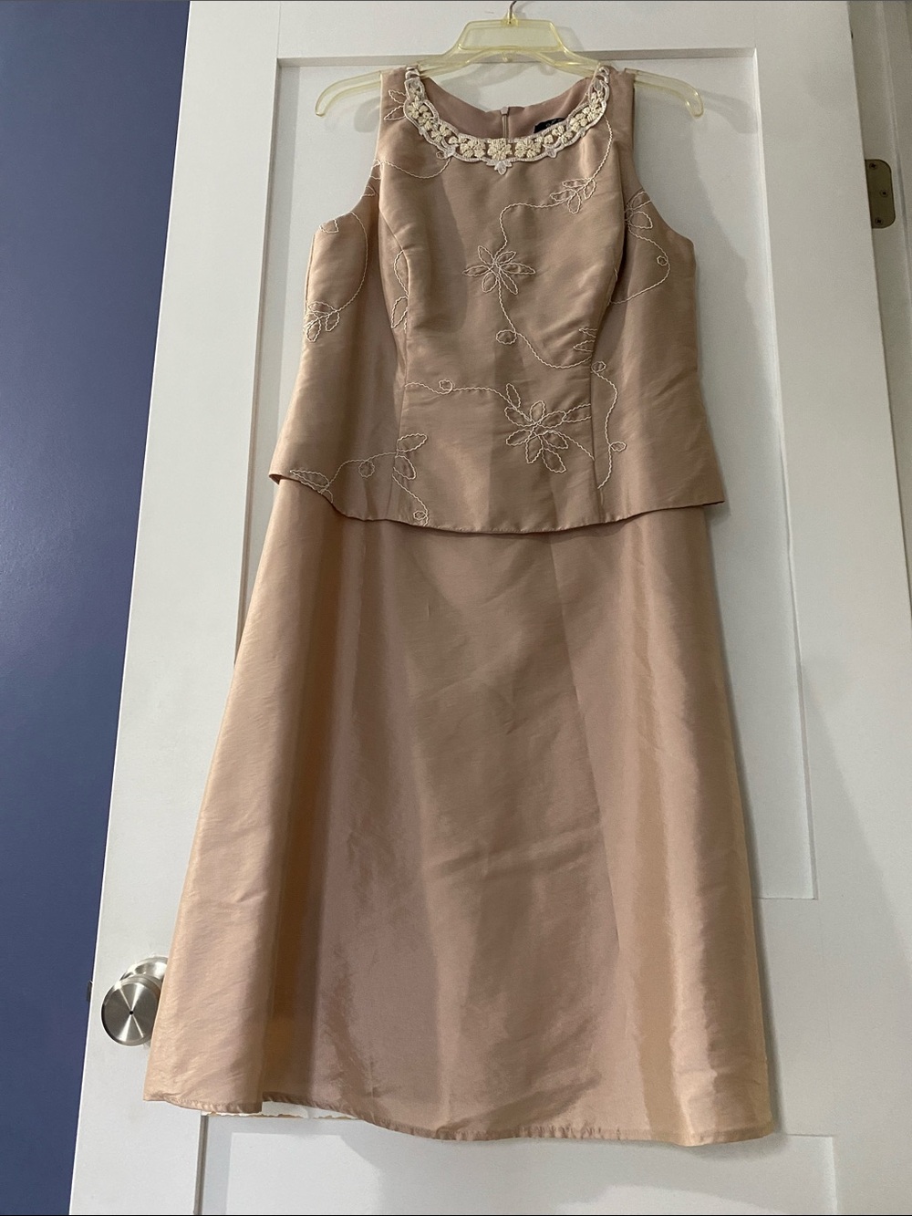 Sleeveless Embroidered One-Piece Dress in Blush
